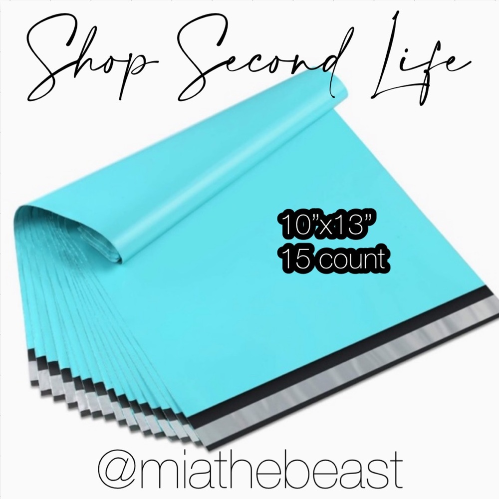 3/$20 - 15 teal POLY MAILERS 10” x 13” + BONUS Thank you stickers